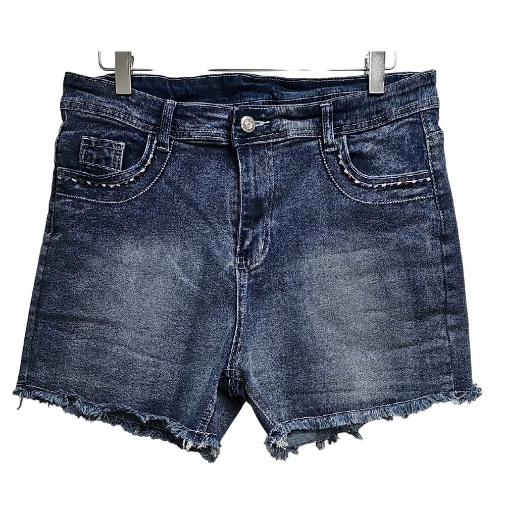Stylish Light Bleached Blue Five Designed Pockets Women's Jean Shorts Size XL